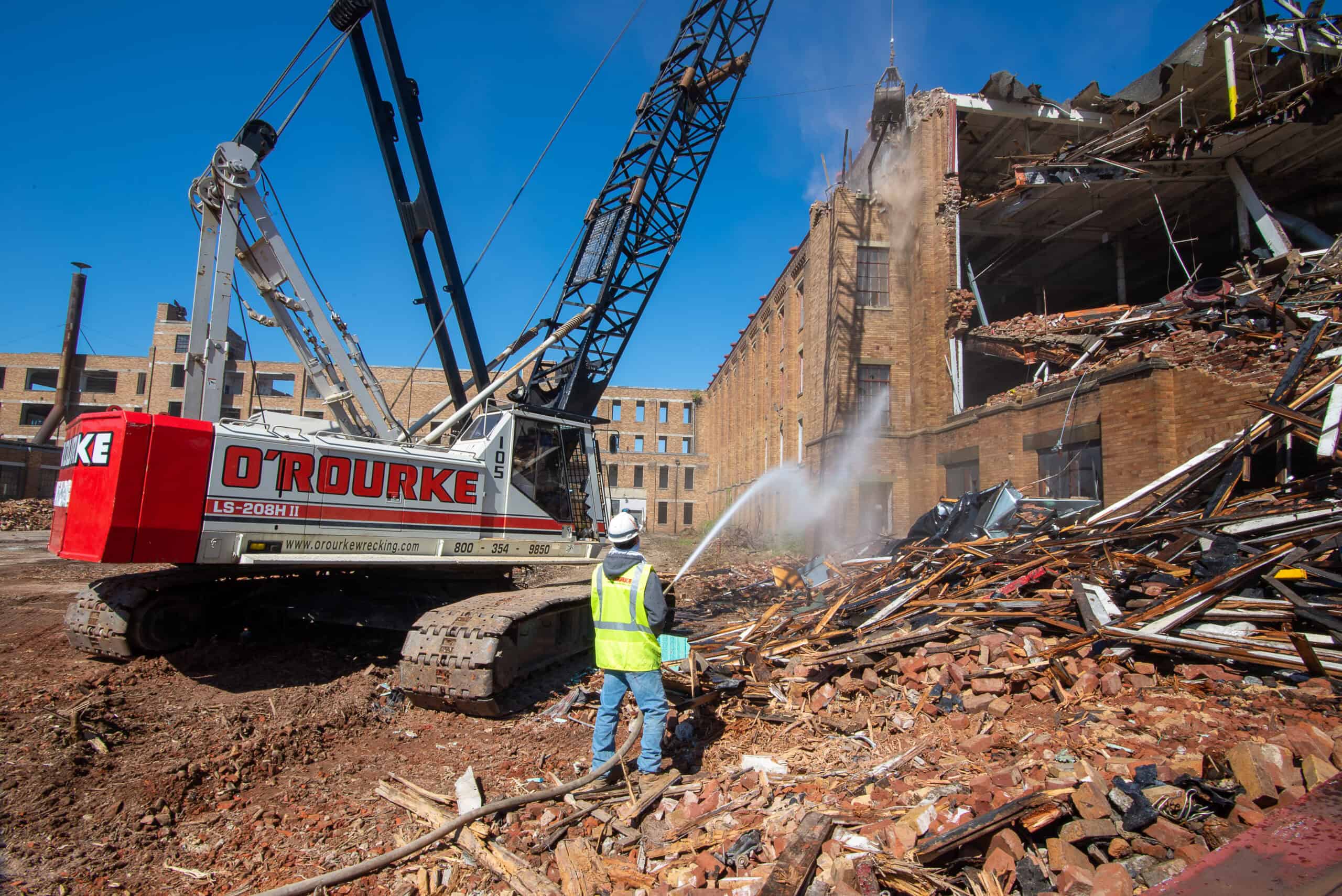 Dust suppression during demolition project
