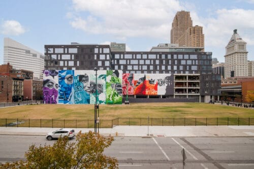 Empty lot in downtown Cincinnati after hotel demolition