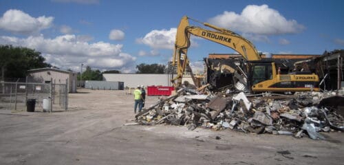 removal and recycling of debris from a demolition project